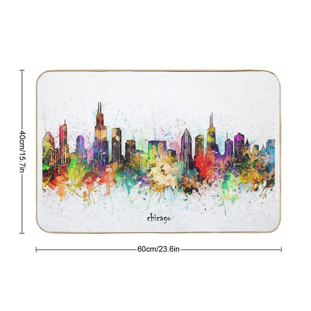 Chicago Skyline  Easy To Clean Bath Mat