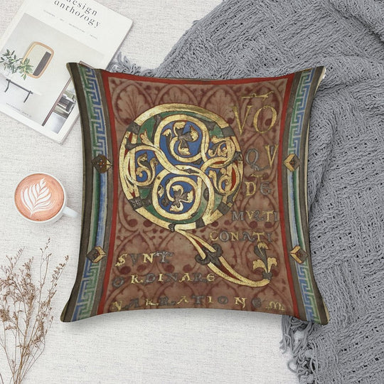 Decorated Incipit Page - Opening of Luke's Gospel (1120 - 1140 AD) Soft Luxury Feel Throw Pillow
