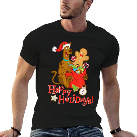 Scooby-Doo Christmas Happy Holidays Santa Bag Of Sweets  Heathered Texture T-Shirt
