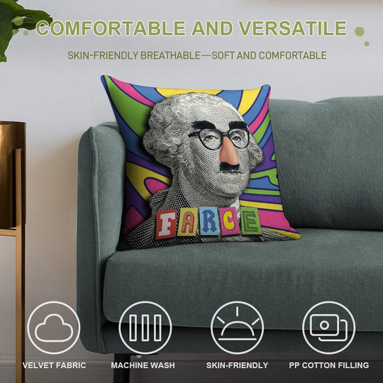 George Farce-ington Soft Shrink-Resistant Throw Pillow