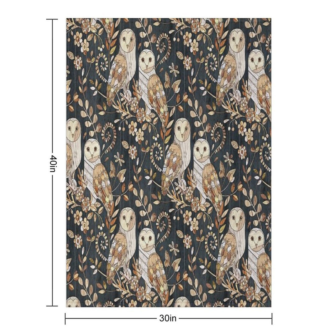 Wooden Wonderland Barn Owl Collage Travel-friendly Throw Blanket