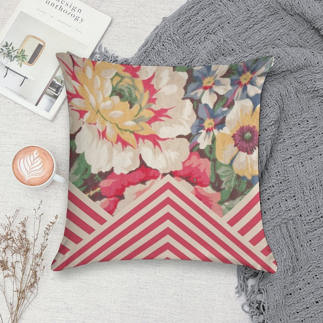 Candy Floral Chevron Soft Bedroom Essential Throw Pillow