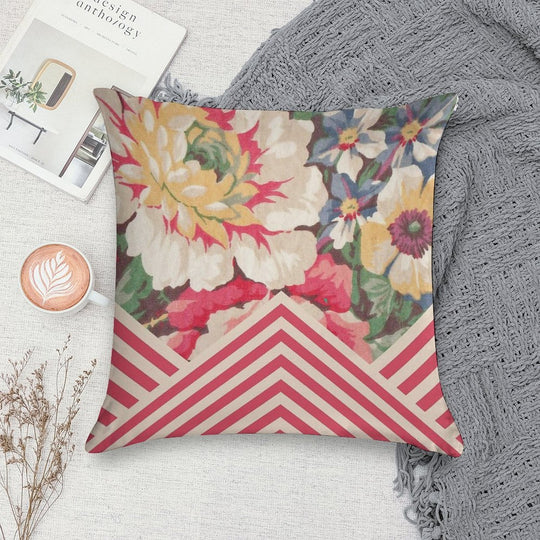 Candy Floral Chevron Soft Bedroom Essential Throw Pillow