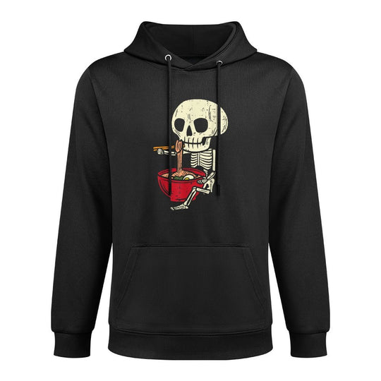 Skeleton Skull Eating Ramen Cute Anime Halloween Boys Girls Kangaroo Pocket Hoodie