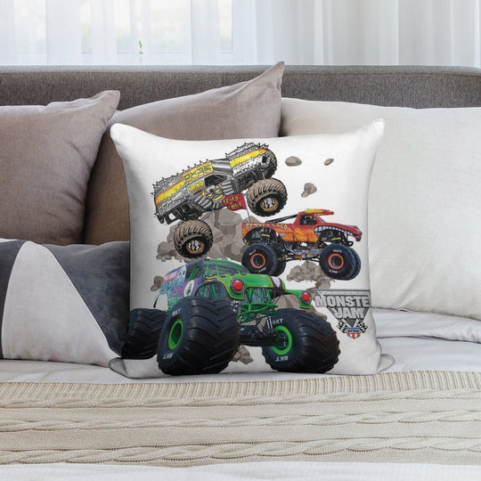 Monster Jam Trucks Soft Reinforced Edging Throw Pillow