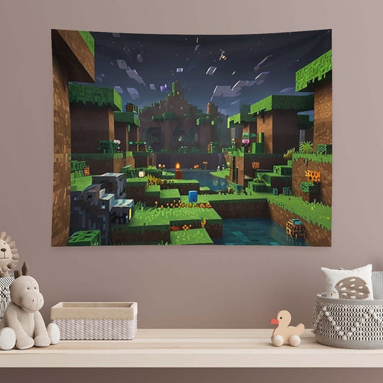 Minecraft Night Tapestry