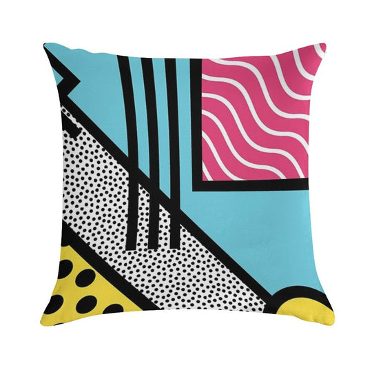 Abstract 80s Memphis Pop Art Style Graphics Soft Shrink-Resistant Throw Pillow