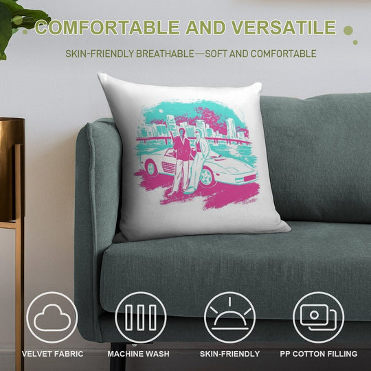 Miami Vice Sunset Soft Decorative Cover Throw Pillow