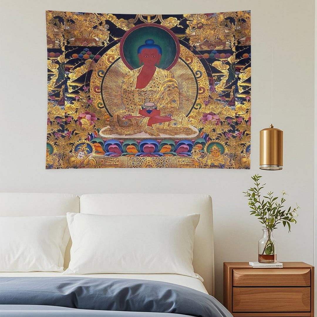 Mandala 116 Golden Amithaba Buddha Thangka Tapestry