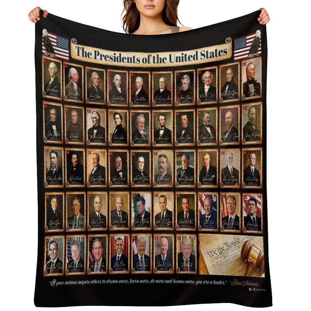 47 Presidents of The United States of America Featuring Donald Trump Black Background Travel-friendly Throw Blanket
