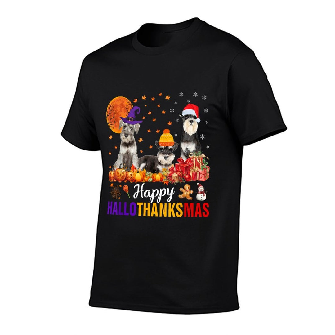 Schnauzer Hallothanksmas Halloween Thanksgiving Xmas  Affordable Price T-Shirt