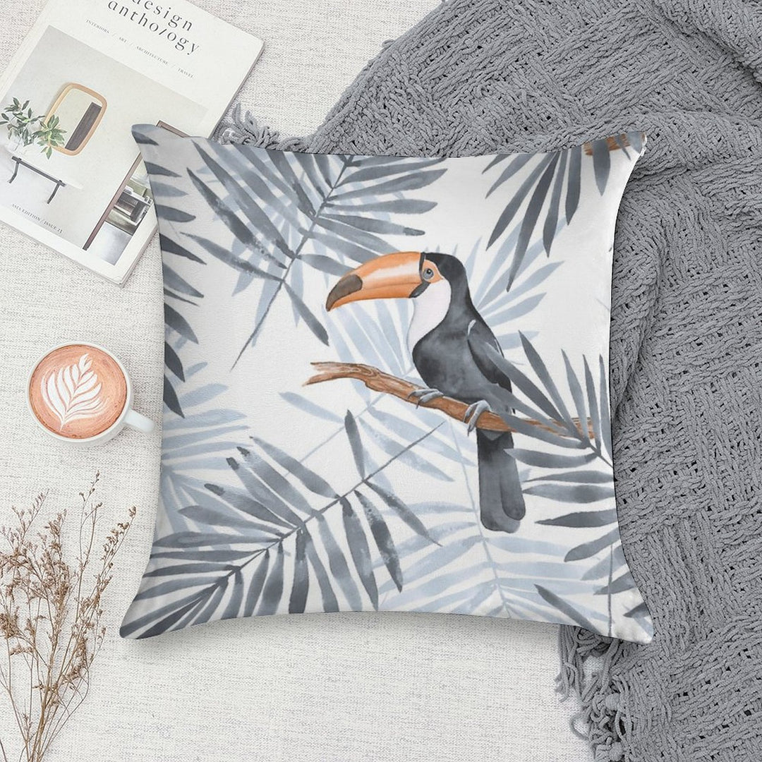 Palm Leaves And Toucan Soft Anti-Pilling Throw Pillow