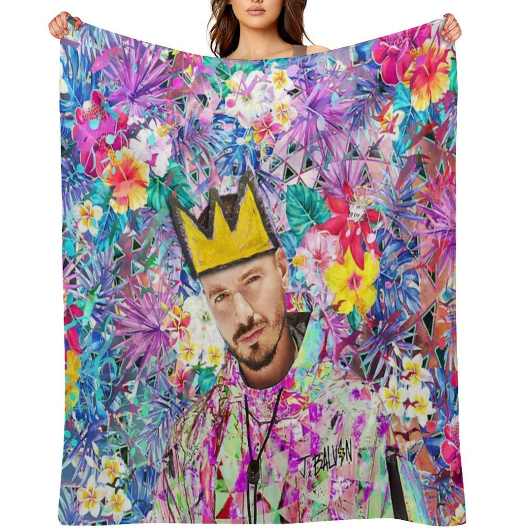 J Balvin Portrait Artwork Travel-friendly Throw Blanket