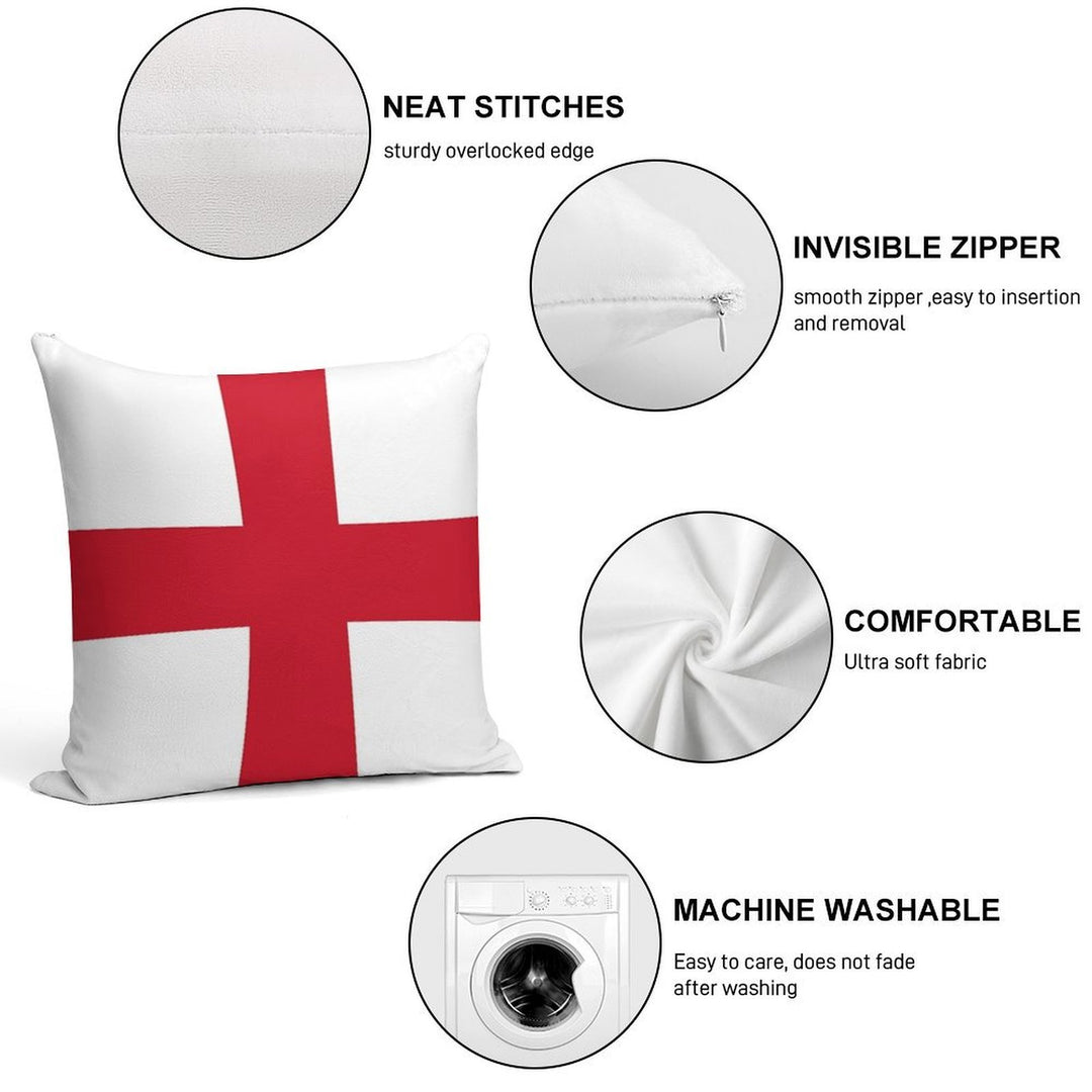 Flag of England - St George's Cross - Football Sport Team Sticker T-Shirt Bedspread Soft Reinforced Edging Throw Pillow