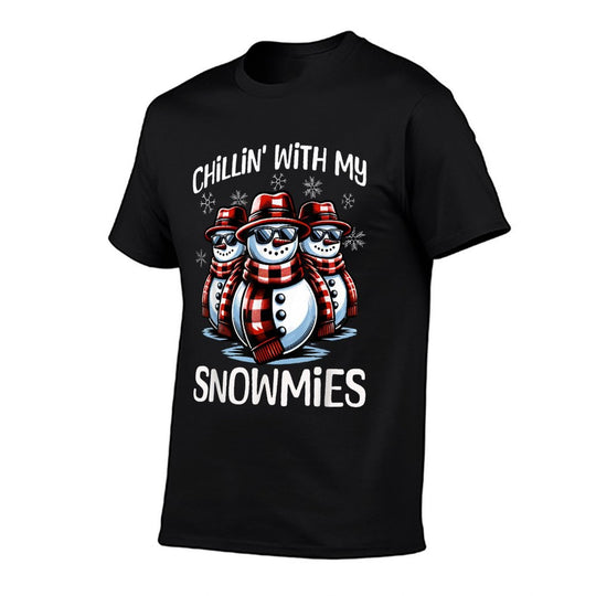 Chillin With My Snowmies Snowman Funny Christmas  Oversized Silhouette T-Shirt