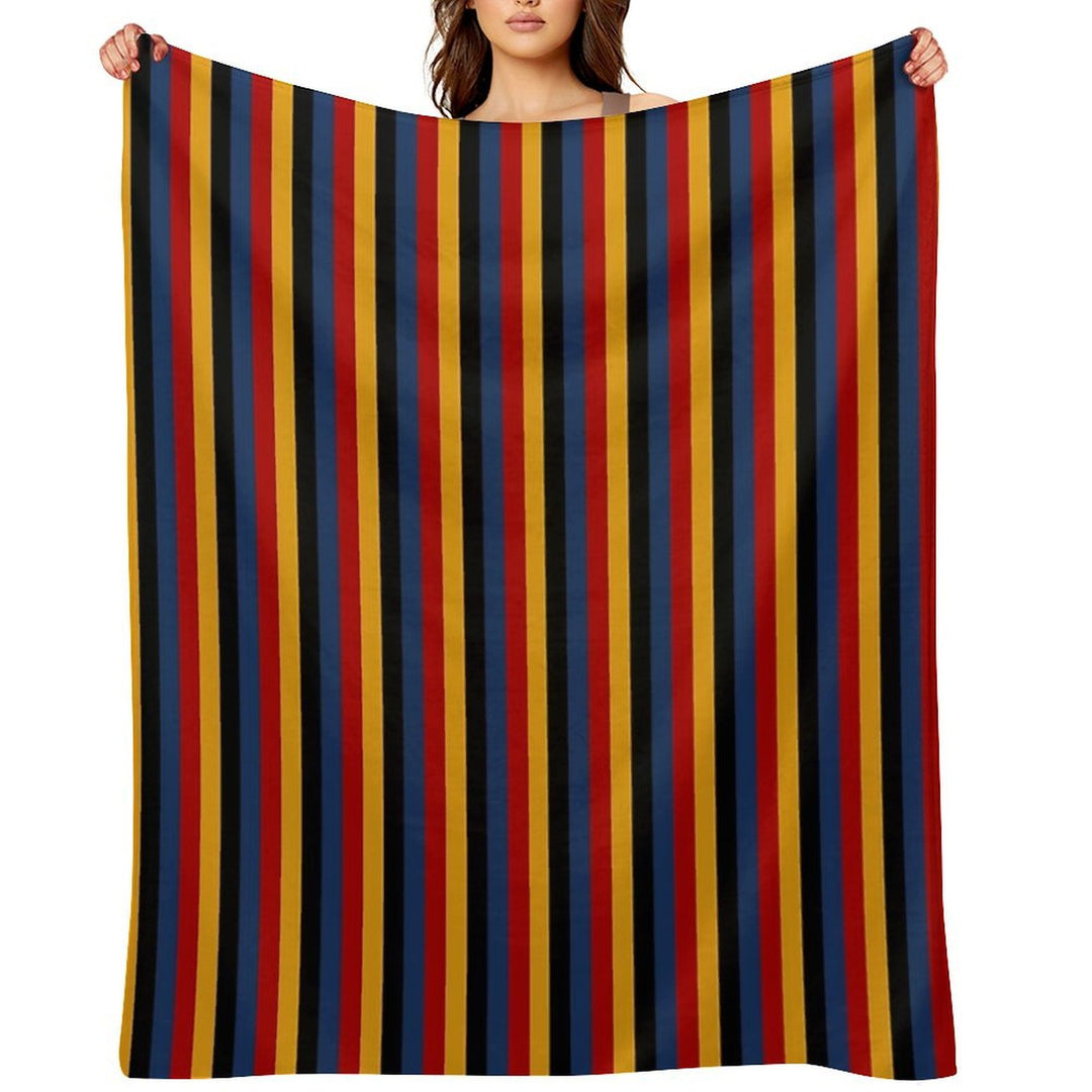 Retro Stripes Red Blue Yellow Black Pattern  Graphicly Pattern Versatility Throw Blanket
