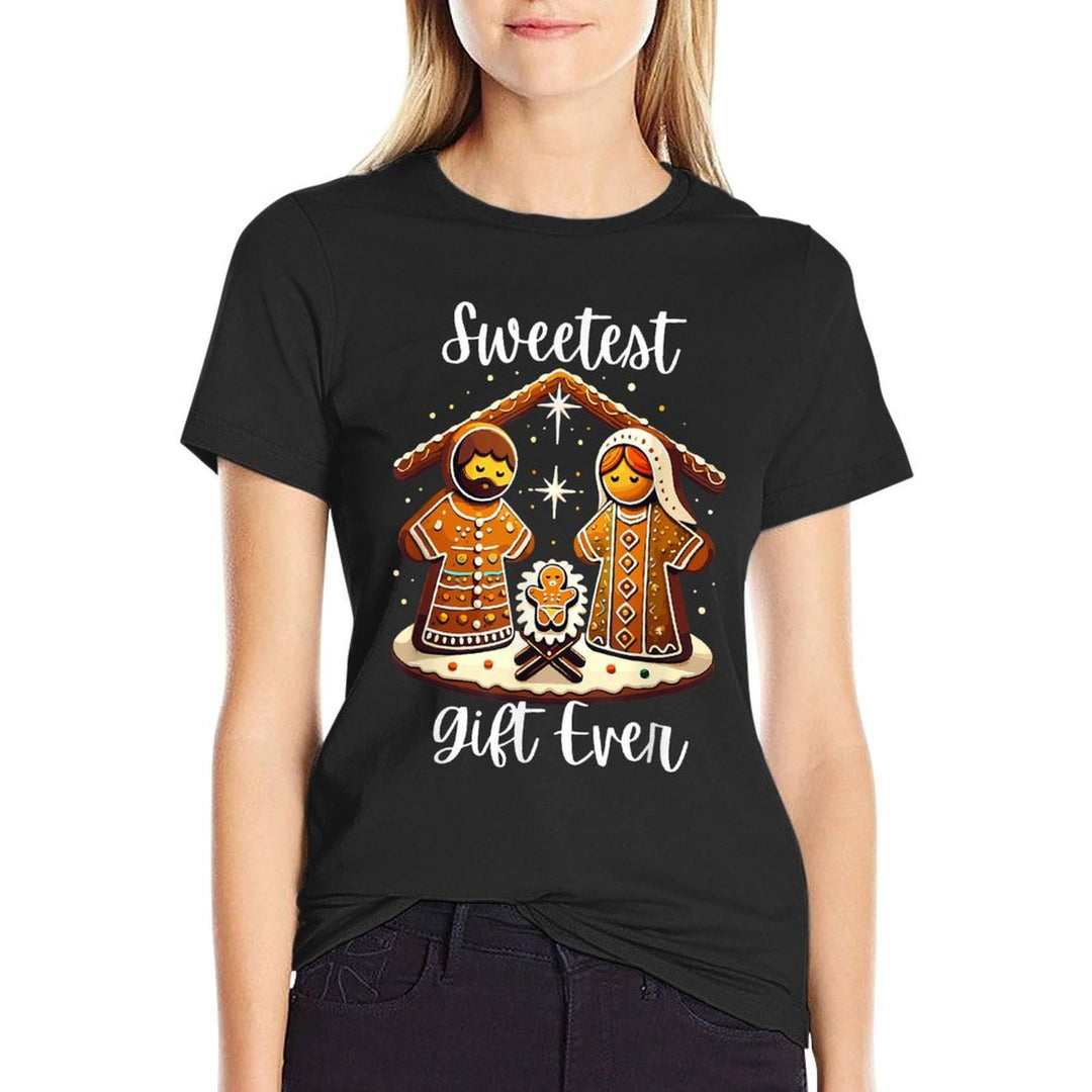 Gingerbread Christmas Nativity Sweetest Ever Jesus Mary  Classic T-Shirt