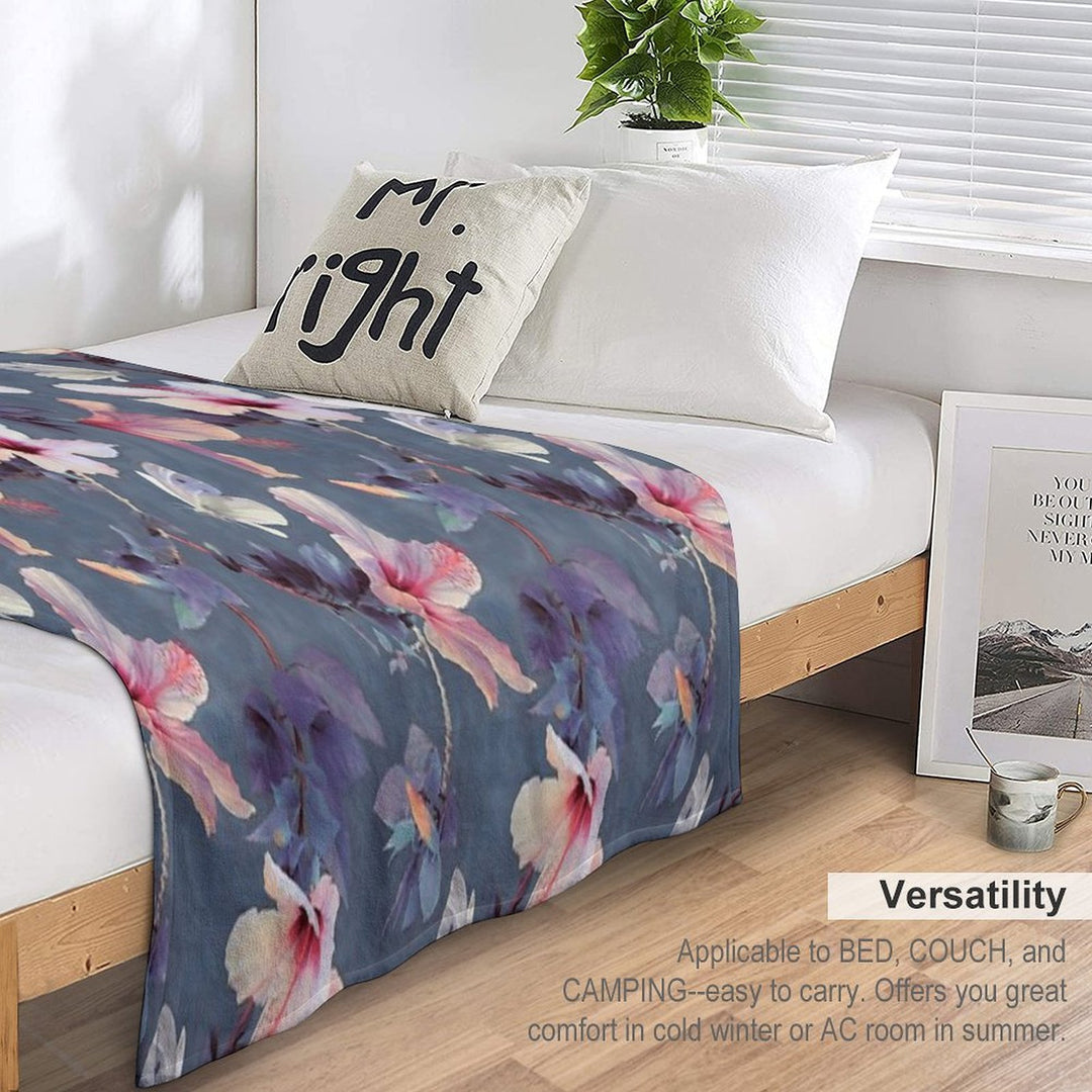 Butterflies And Hibiscus Flowers - A Painted Pattern Travel-friendly Throw Blanket