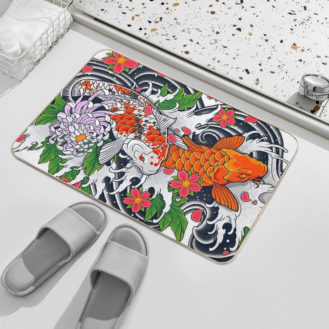 Koi Fish Pond  Pet-Safe Bath Mat