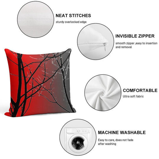 Red And Gray Soft Shrink-Resistant Throw Pillow