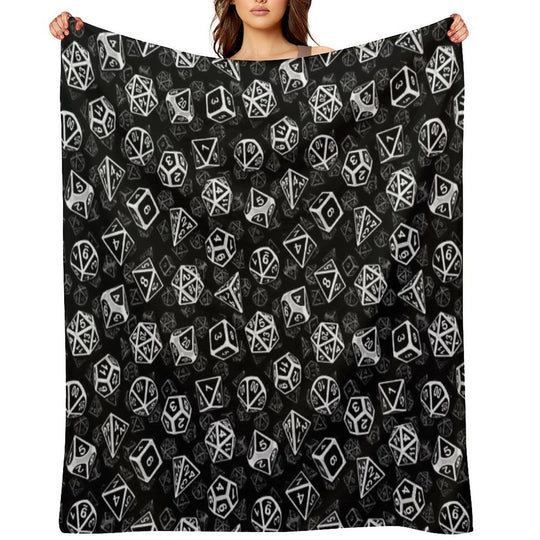 D20 Dice Set Pattern (White) Quick-dry Throw Blanket
