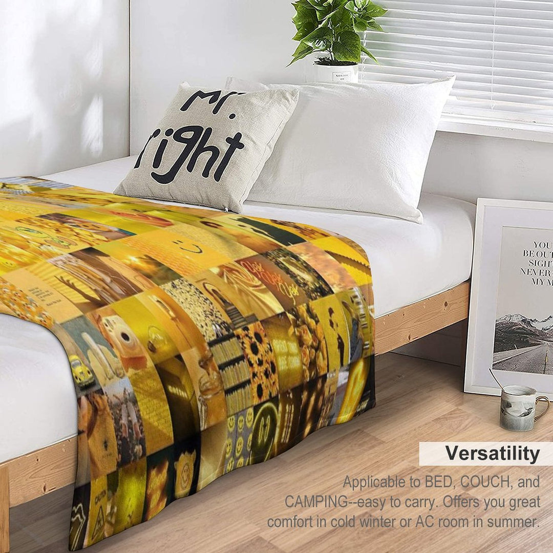 Yellow Vibes Collage Machine-washable Throw Blanket