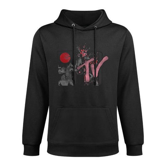 MTV Japanese Landscape Cherry Blossoms MTV Logo Unisex Design Hoodie