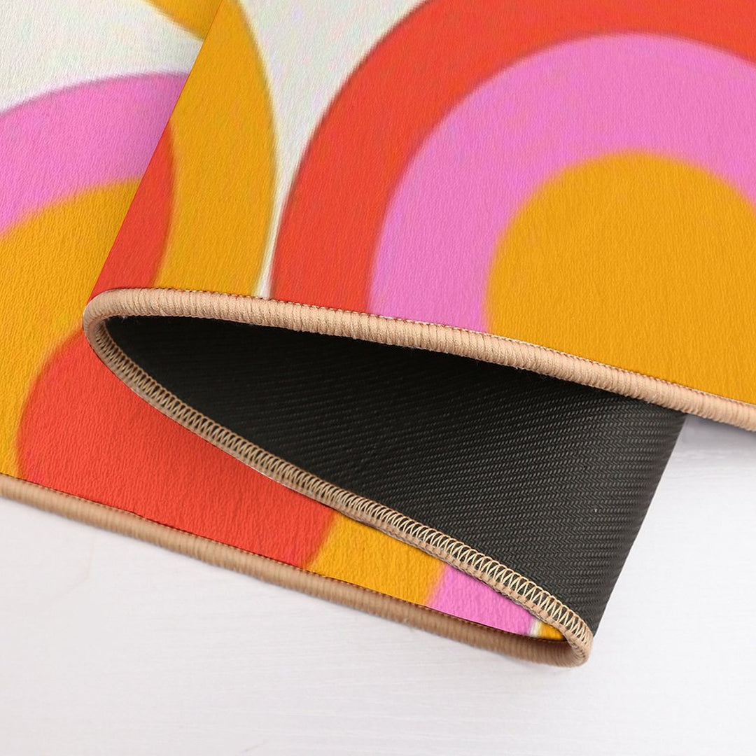 Bauhaus Circle Pattern Red Pink Orange  Pet-Safe Bath Mat