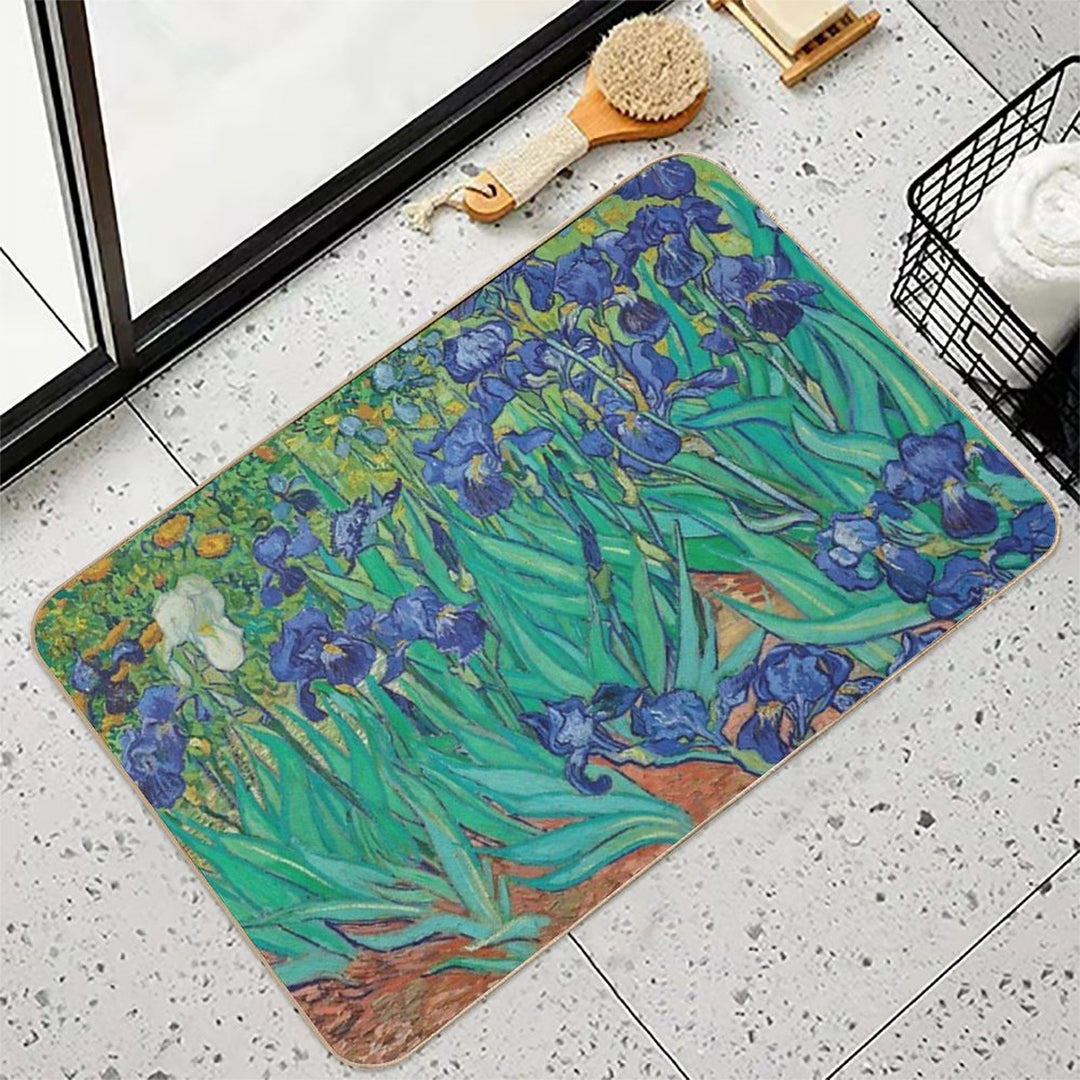 Irises by Vincent Van Gogh  Easy Maintenance Bath Mat