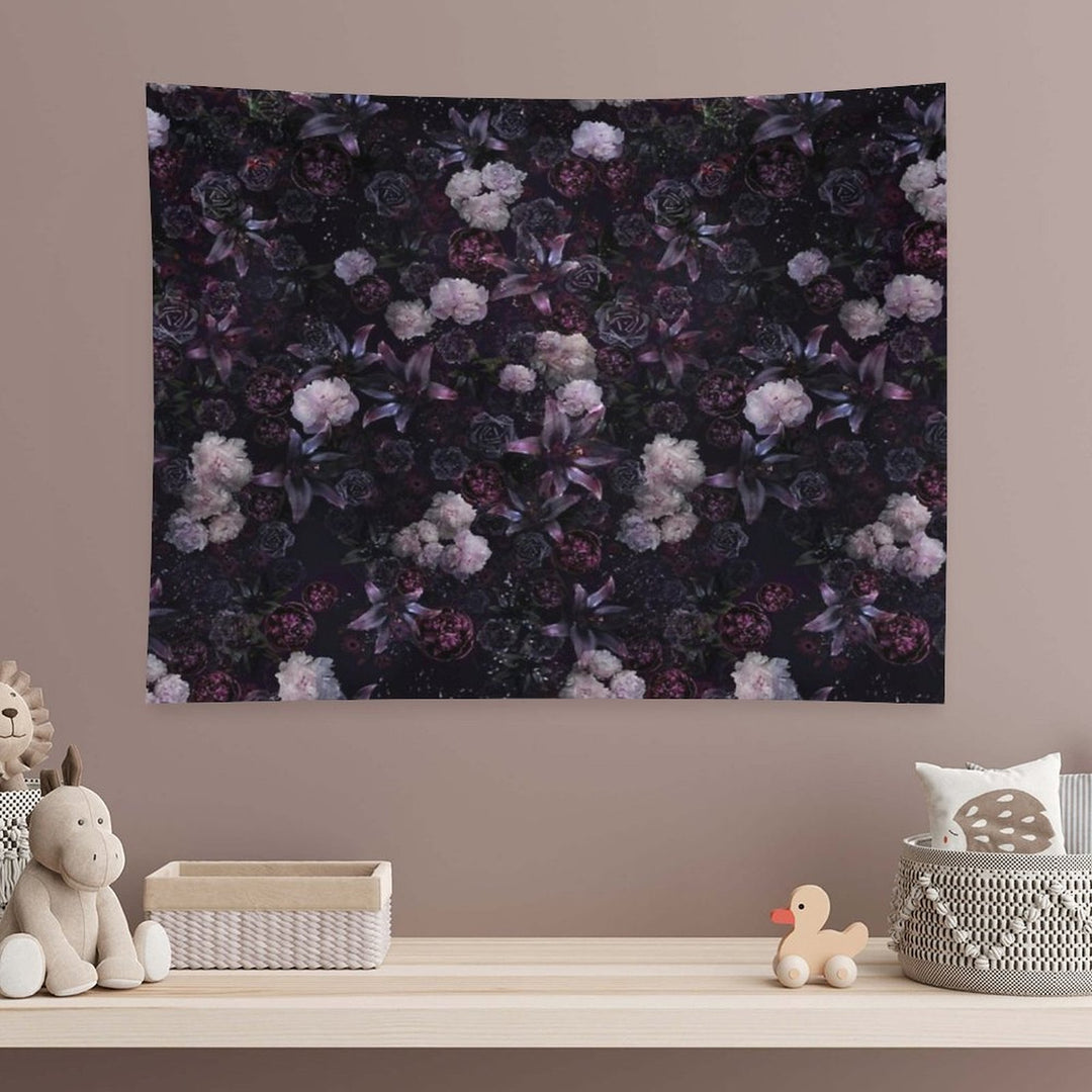 Midsummer Nights Dream #Dark Floral #Midnight #Black #Rose #Night Tapestry