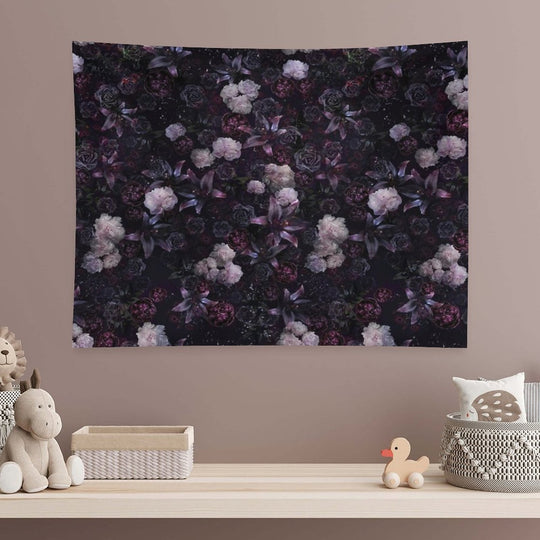 Midsummer Nights Dream #Dark Floral #Midnight #Black #Rose #Night Tapestry