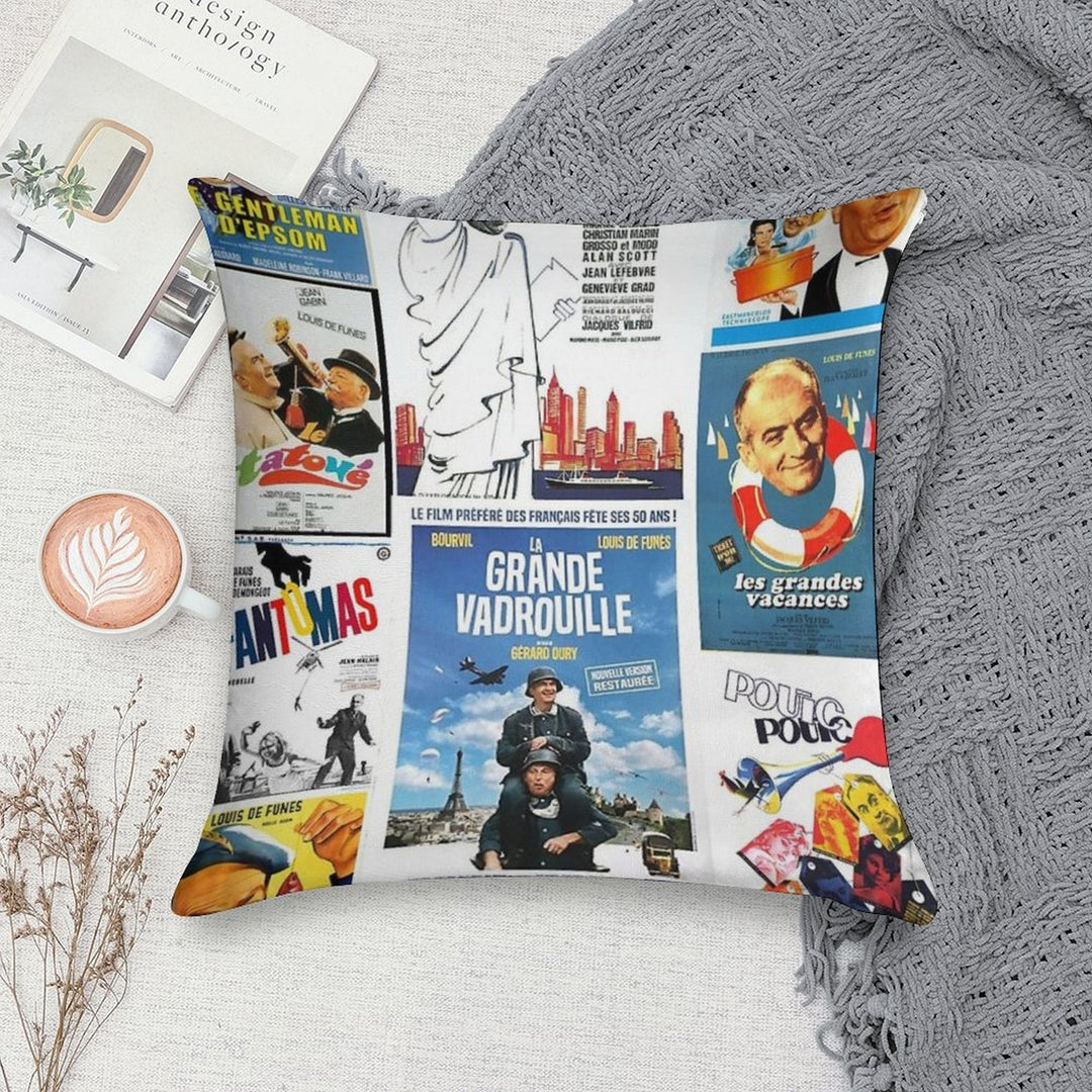 Louis De Funes Movie Poster Compilation Soft Style Accent Throw Pillow