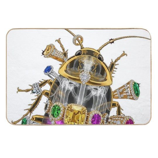 Skeleton Cockroach with Diamonds And Jewels  Odorless Bath Mat