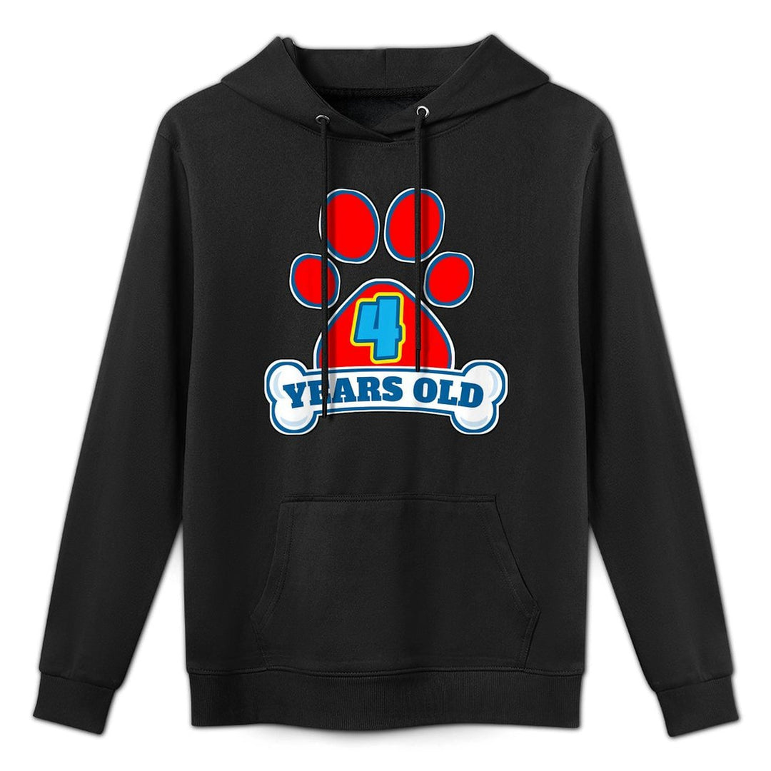 4 Year Old 4th Birthday Paw Themed Party Gift Boys Girls Adjustable Hood Hoodie