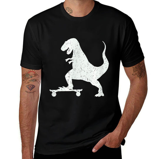 T-Rex on A Skateboard Grunge Dinosaur Skateboarding T-shirt  Moisture-wicking T-Shirt