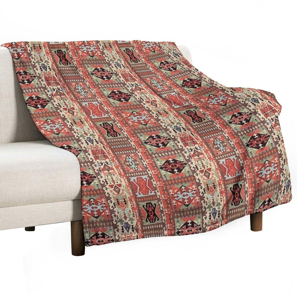 Turkish Kilim Fantasy Magic Carpet Velvety-soft Throw Blanket