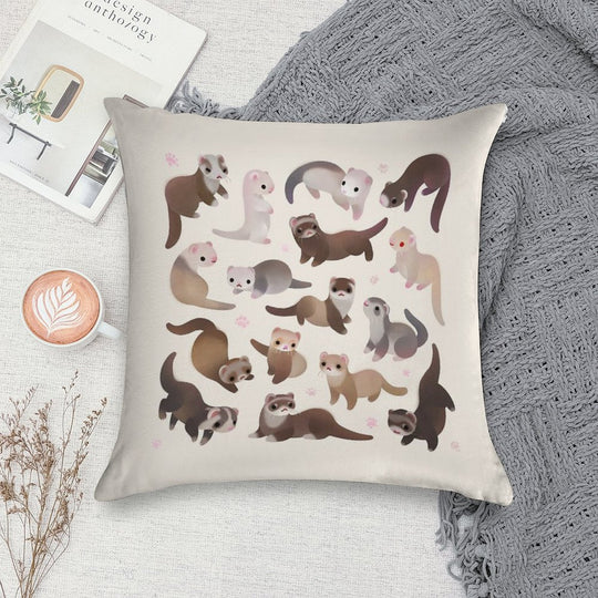 Ferret - Bright Soft Reinforced Edging Throw Pillow