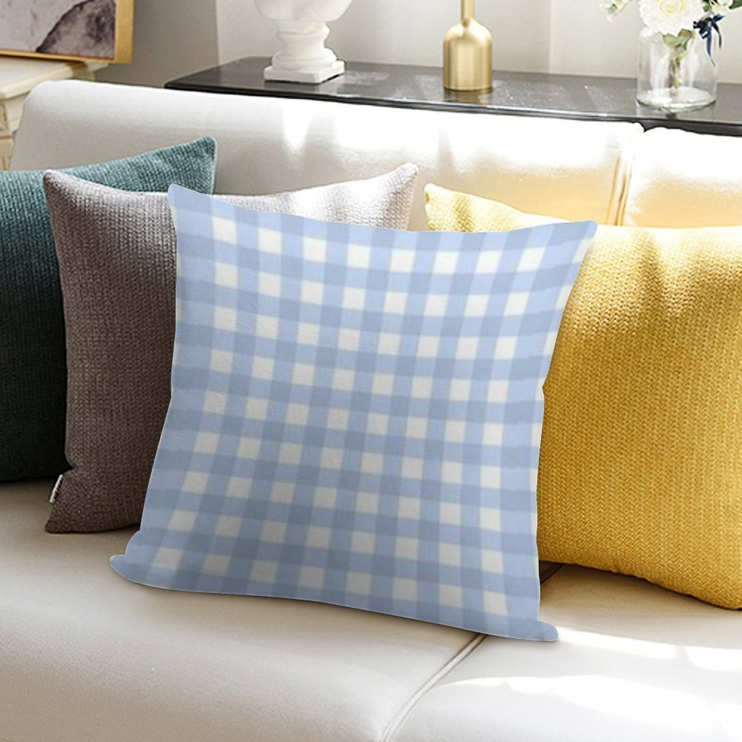 Light Blue PlaidCheckered Aesthetic Pattern Soft Gift Ready Throw Pillow