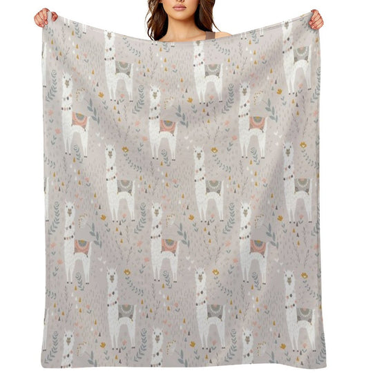 Llama on Warm Gray Sustainable Throw Blanket