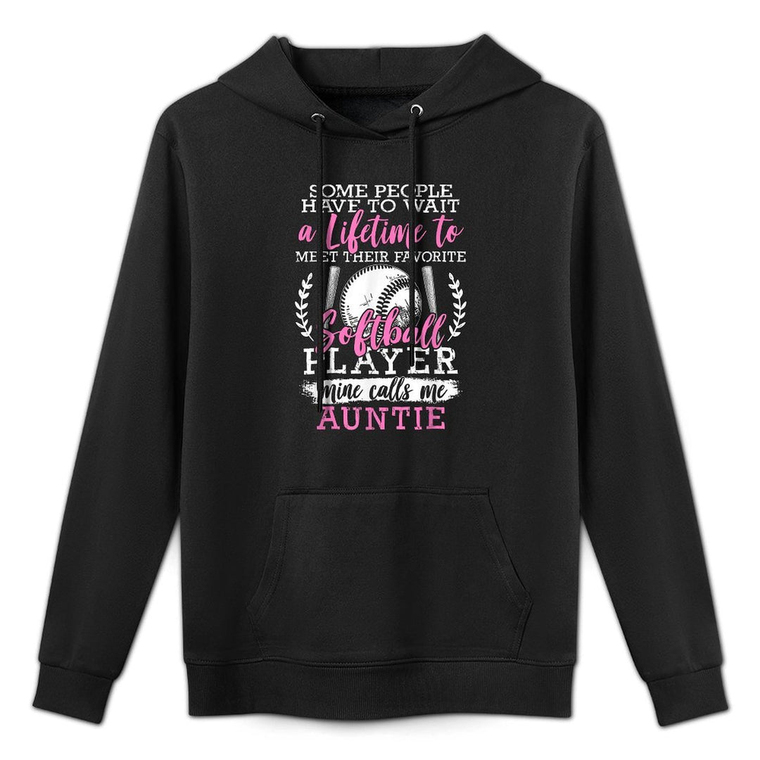 Softball Aunt of Softball Player Auntie Softball Fan Medium-Weight Fabric Hoodie