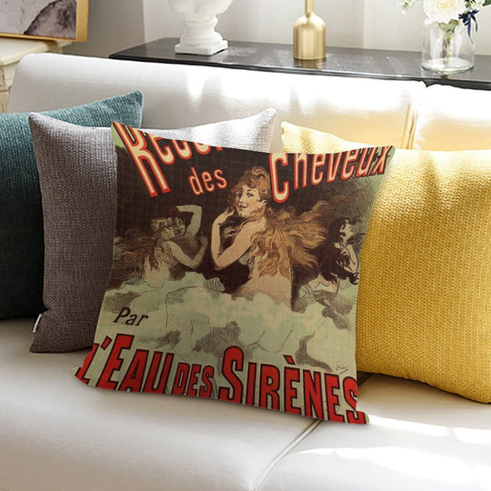 Vintage 1890s Mermaid French Hair Dye Ad by Cheret Soft Bedroom Essential Throw Pillow