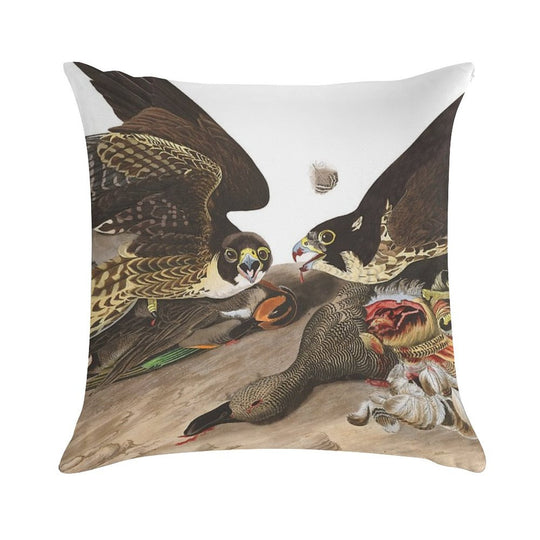 Peregrine Falcon - John James Audubon Soft Home Decor Throw Pillow