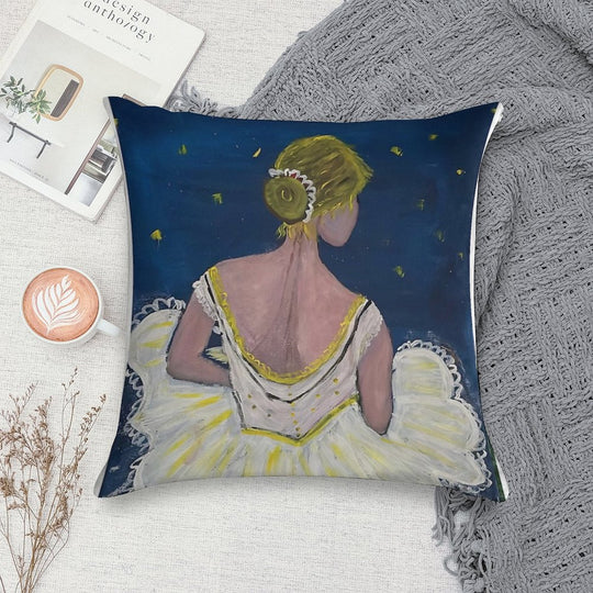 Ballerina in White Dress Soft Ultra-Soft Texture Throw Pillow