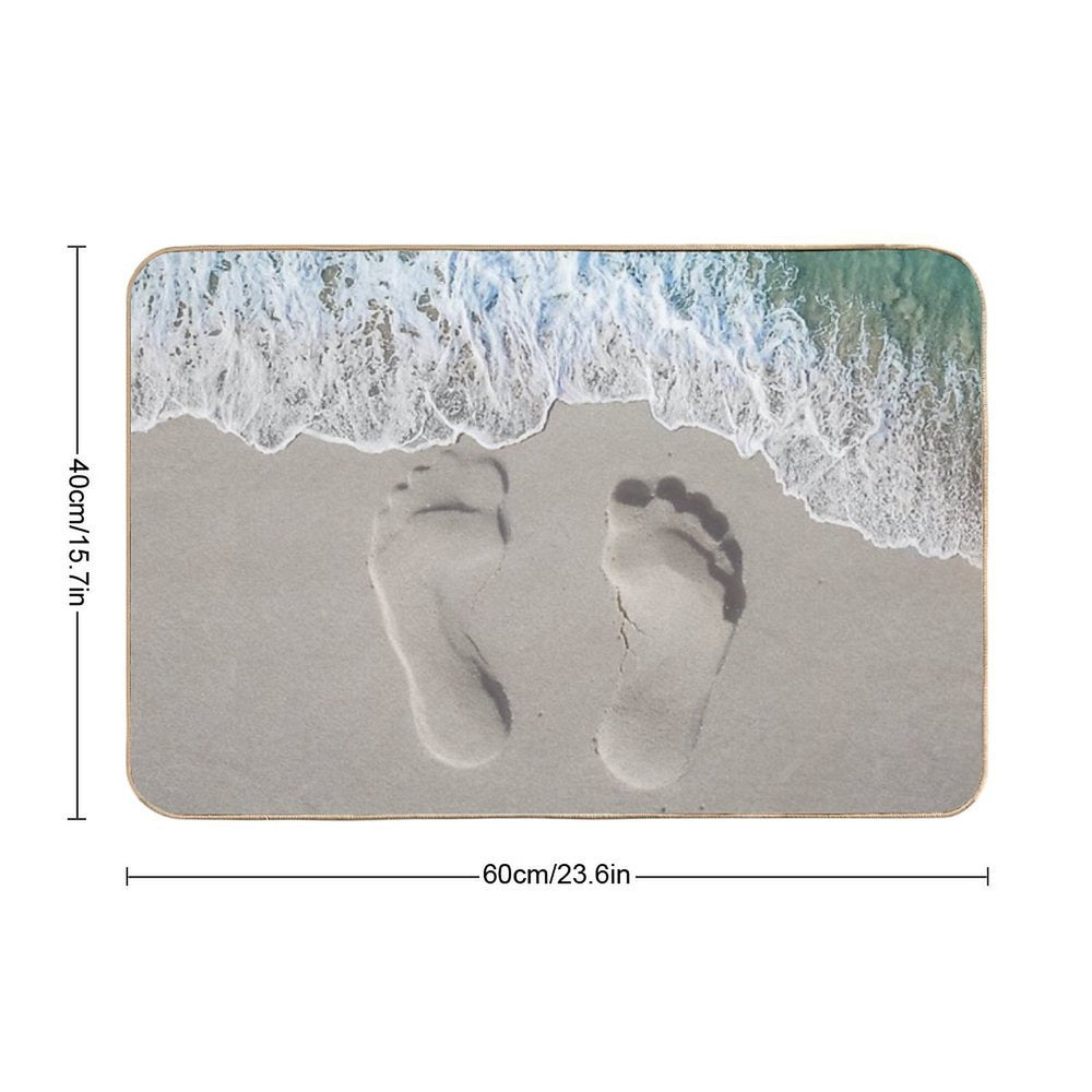 Seaside Serenity Footprints Beach Bath Mat Beach Themed Decorations  Multi-Purpose Bath Mat