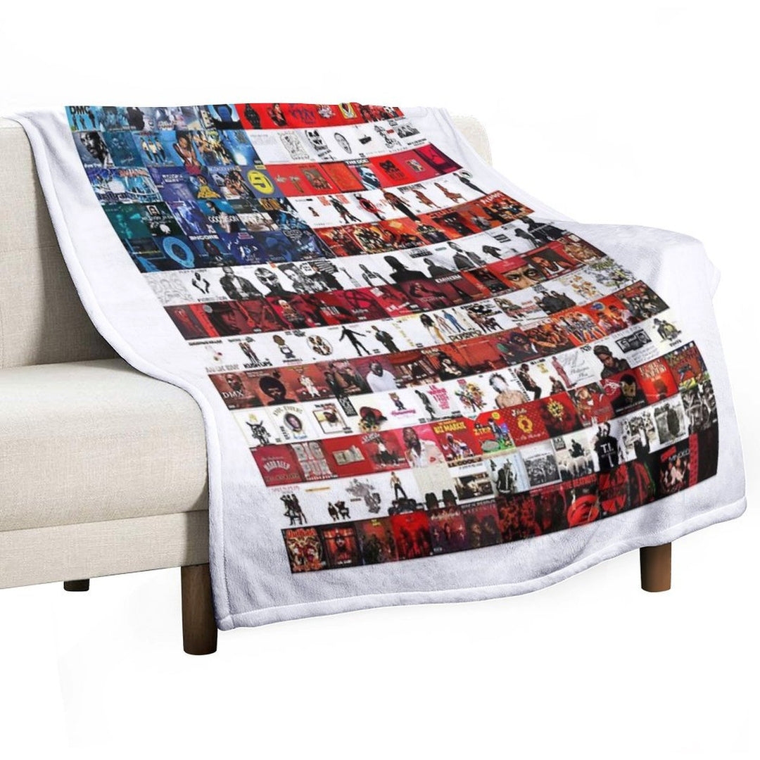 Hip Hop Album Cover Collage Flag Velvety-soft Throw Blanket