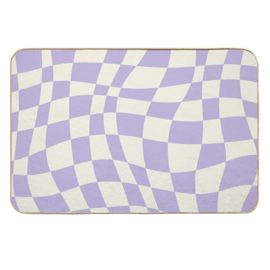 Soft Purple Warp Checked Pattern  Dirt-Trapping Bath Mat