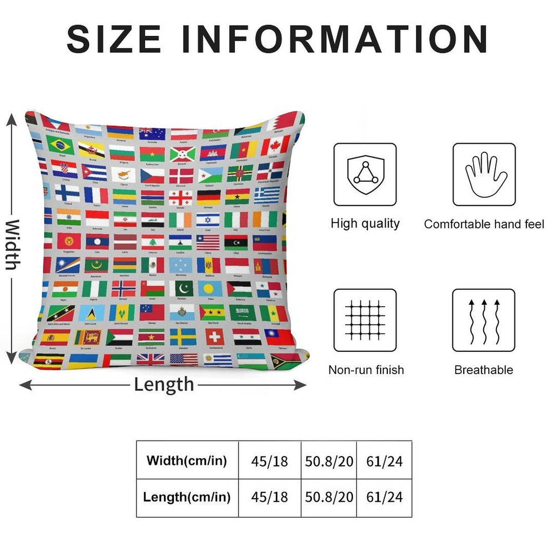 All of The Current World Flags Every Nation Soft Decorative Cover Throw Pillow