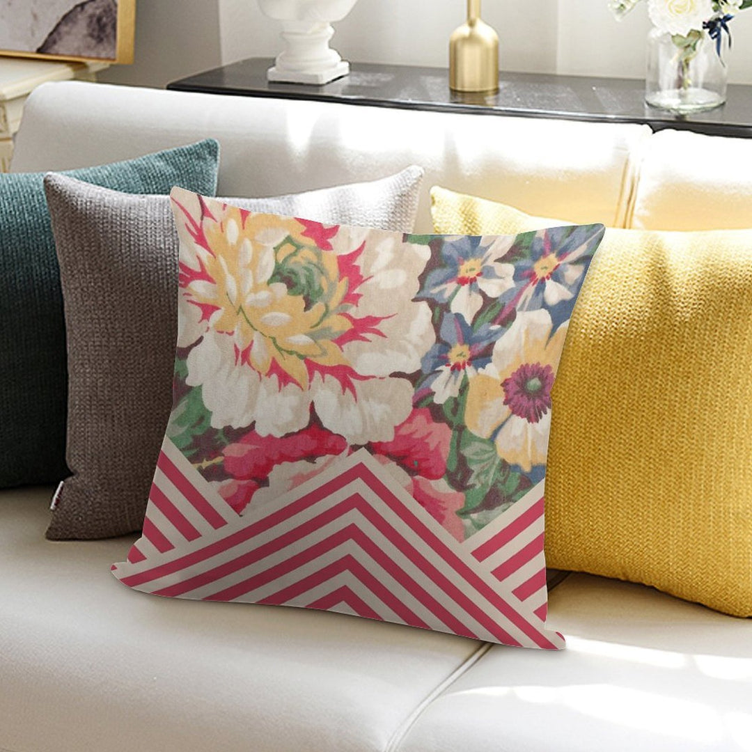 Candy Floral Chevron Soft Bedroom Essential Throw Pillow