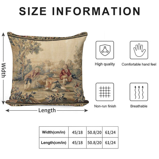 Aubusson  Antique French Tapestry Print Soft High-Density Material Throw Pillow
