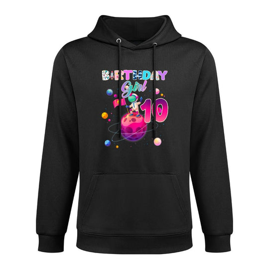 10th Birthday 10 Years Old Astronaut Space Galaxy Girl Moisture-Wicking Hoodie
